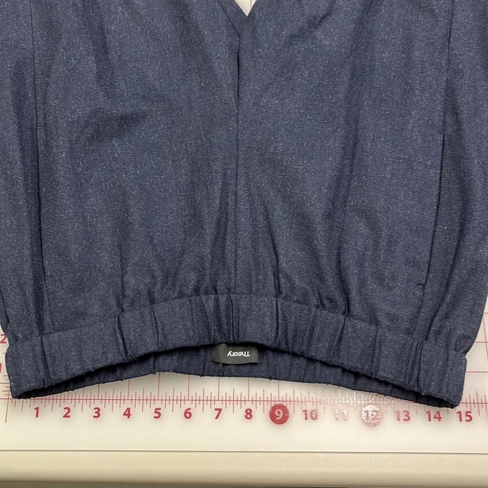 THEORY Korene R Urban Flannel Wool Pull On Navy Pants SZ M